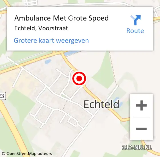 Locatie op kaart van de 112 melding: Ambulance Met Grote Spoed Naar Echteld, Voorstraat op 12 december 2017 20:10