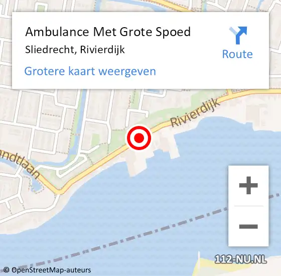 Locatie op kaart van de 112 melding: Ambulance Met Grote Spoed Naar Sliedrecht, Rivierdijk op 12 december 2017 23:01