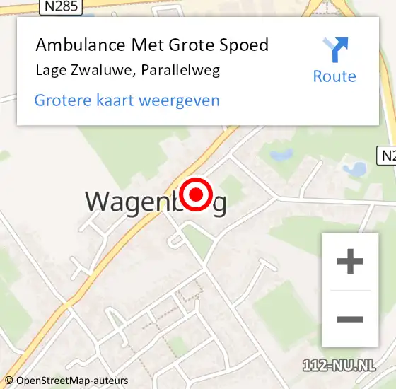 Locatie op kaart van de 112 melding: Ambulance Met Grote Spoed Naar Lage Zwaluwe, Parallelweg op 9 februari 2014 18:53