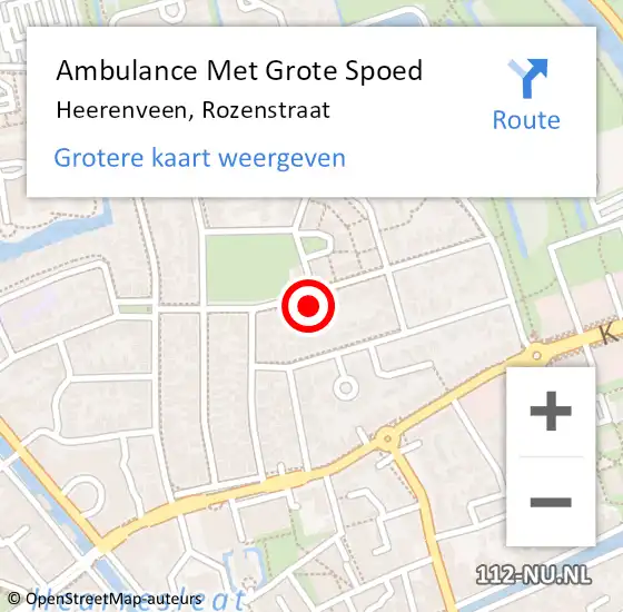Locatie op kaart van de 112 melding: Ambulance Met Grote Spoed Naar Heerenveen, Rozenstraat op 13 december 2017 00:37