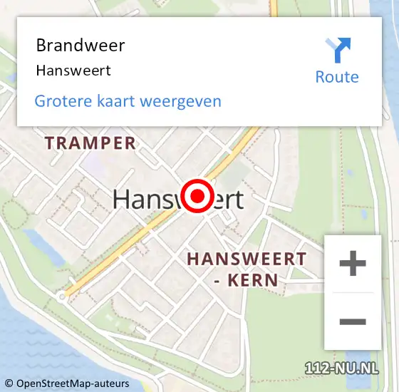 Locatie op kaart van de 112 melding: Brandweer Hansweert op 13 december 2017 07:14