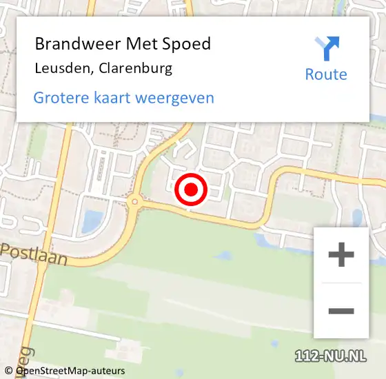 Locatie op kaart van de 112 melding: Brandweer Met Spoed Naar Leusden, Clarenburg op 13 december 2017 09:33