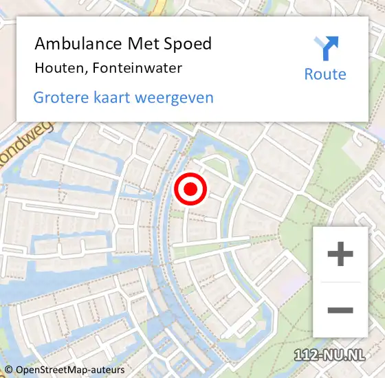 Locatie op kaart van de 112 melding: Ambulance Met Spoed Naar Houten, Fonteinwater op 13 december 2017 09:36
