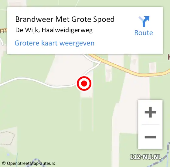 Locatie op kaart van de 112 melding: Brandweer Met Grote Spoed Naar De Wijk, Haalweidigerweg op 13 december 2017 10:35