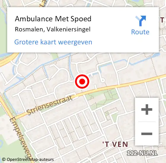 Locatie op kaart van de 112 melding: Ambulance Met Spoed Naar Rosmalen, Valkeniersingel op 13 december 2017 11:00