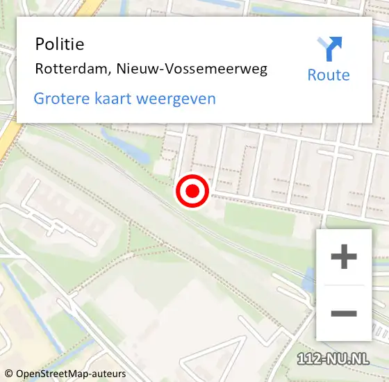 Locatie op kaart van de 112 melding: Politie Rotterdam, Nieuw-Vossemeerweg op 13 december 2017 11:04