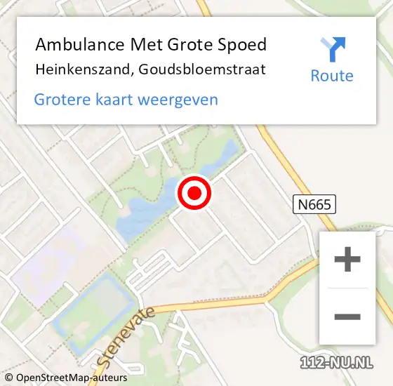 Locatie op kaart van de 112 melding: Ambulance Met Grote Spoed Naar Heinkenszand, Goudsbloemstraat op 13 december 2017 11:37