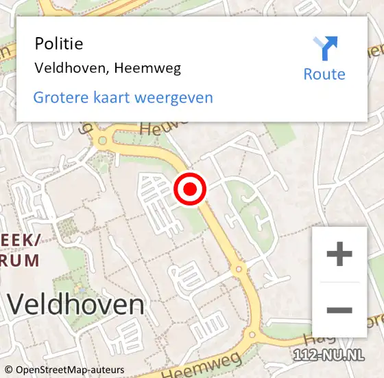 Locatie op kaart van de 112 melding: Politie Veldhoven, Heemweg op 13 december 2017 14:17