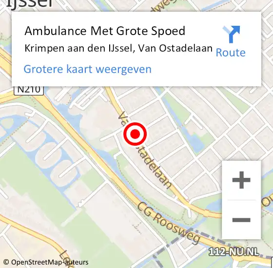 Locatie op kaart van de 112 melding: Ambulance Met Grote Spoed Naar Krimpen aan den IJssel, Van Ostadelaan op 13 december 2017 15:13