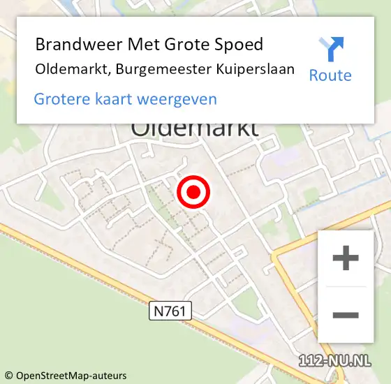 Locatie op kaart van de 112 melding: Brandweer Met Grote Spoed Naar Oldemarkt, Burgemeester Kuiperslaan op 13 december 2017 15:56