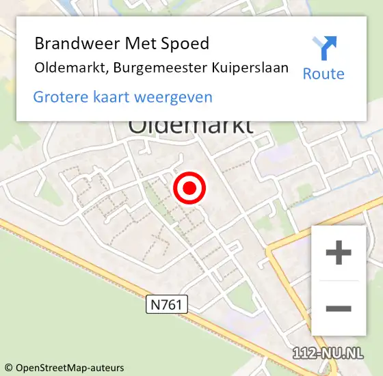 Locatie op kaart van de 112 melding: Brandweer Met Spoed Naar Oldemarkt, Burgemeester Kuiperslaan op 13 december 2017 17:04