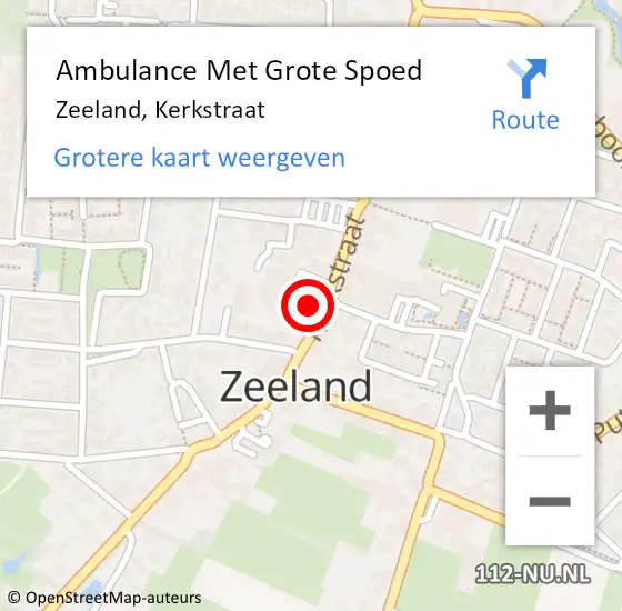 Locatie op kaart van de 112 melding: Ambulance Met Grote Spoed Naar Zeeland, Kerkstraat op 13 december 2017 17:52