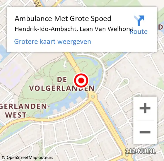 Locatie op kaart van de 112 melding: Ambulance Met Grote Spoed Naar Hendrik-Ido-Ambacht, Laan Van Welhorst op 13 december 2017 17:57