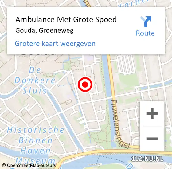 Locatie op kaart van de 112 melding: Ambulance Met Grote Spoed Naar Gouda, Groeneweg op 13 december 2017 17:59