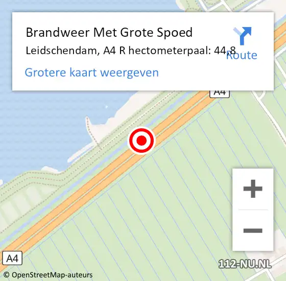 Locatie op kaart van de 112 melding: Brandweer Met Grote Spoed Naar Leidschendam, A4 R hectometerpaal: 44,8 op 13 december 2017 19:19