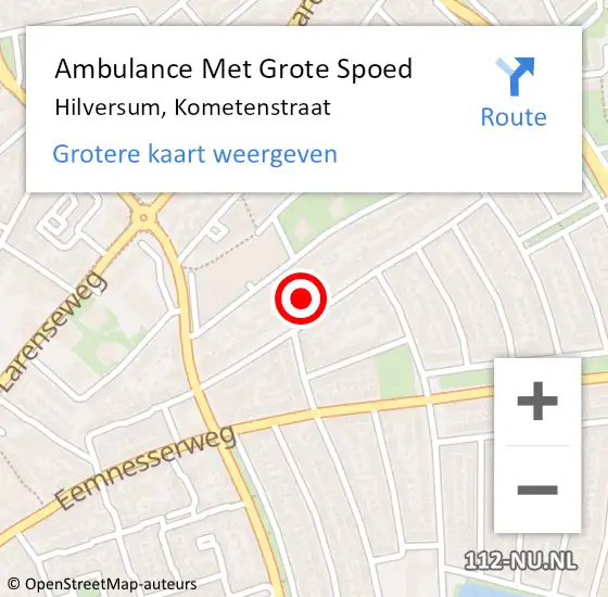 Locatie op kaart van de 112 melding: Ambulance Met Grote Spoed Naar Hilversum, Kometenstraat op 13 december 2017 19:21