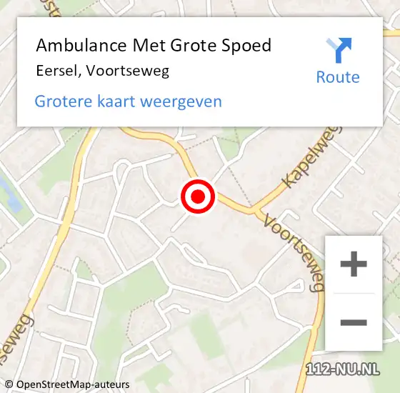 Locatie op kaart van de 112 melding: Ambulance Met Grote Spoed Naar Eersel, Voortseweg op 13 december 2017 19:29
