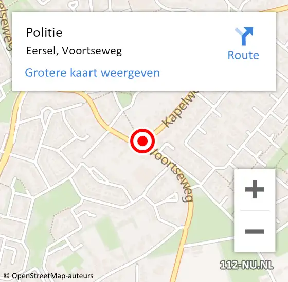 Locatie op kaart van de 112 melding: Politie Eersel, Voortseweg op 13 december 2017 19:30