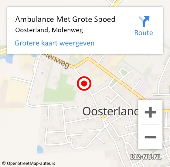 Locatie op kaart van de 112 melding: Ambulance Met Grote Spoed Naar Oosterland, Molenweg op 13 december 2017 19:42