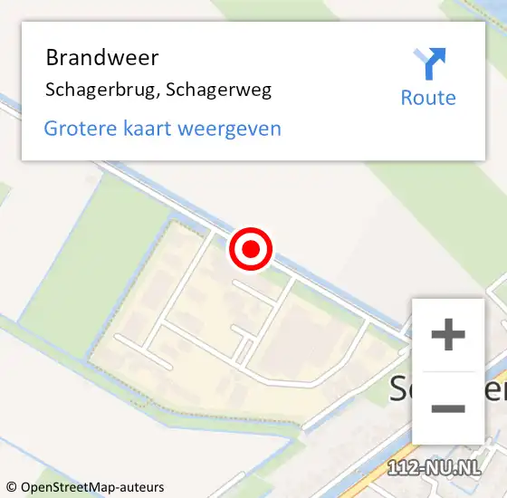 Locatie op kaart van de 112 melding: Brandweer Schagerbrug, Schagerweg op 13 december 2017 20:37