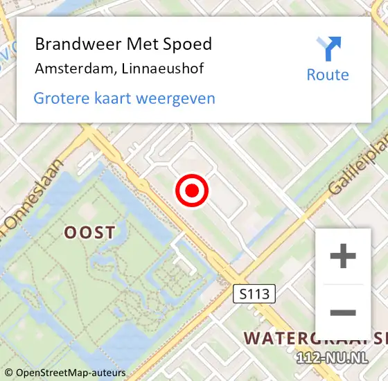 Locatie op kaart van de 112 melding: Brandweer Met Spoed Naar Amsterdam, Linnaeushof op 13 december 2017 20:49