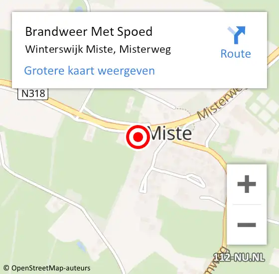 Locatie op kaart van de 112 melding: Brandweer Met Spoed Naar Winterswijk Miste, Misterweg op 13 december 2017 20:50