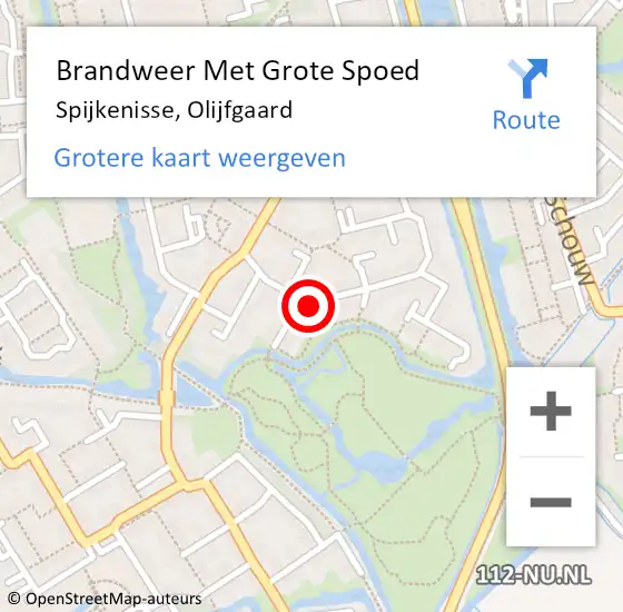 Locatie op kaart van de 112 melding: Brandweer Met Grote Spoed Naar Spijkenisse, Olijfgaard op 13 december 2017 21:02