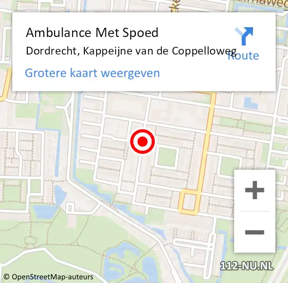 Locatie op kaart van de 112 melding: Ambulance Met Spoed Naar Dordrecht, Kappeijne van de Coppelloweg op 13 december 2017 21:11