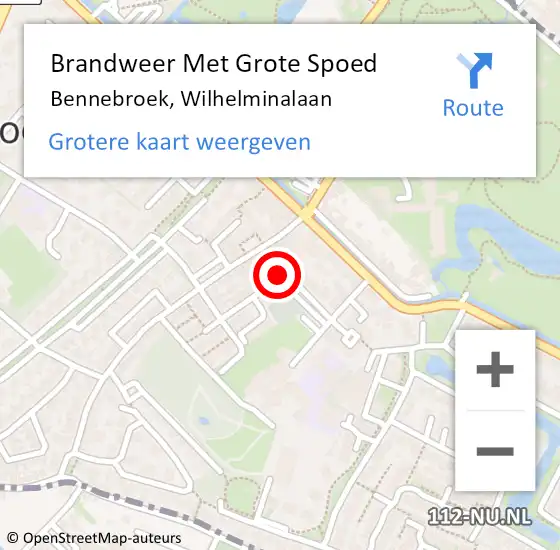 Locatie op kaart van de 112 melding: Brandweer Met Grote Spoed Naar Bennebroek, Wilhelminalaan op 13 december 2017 21:13