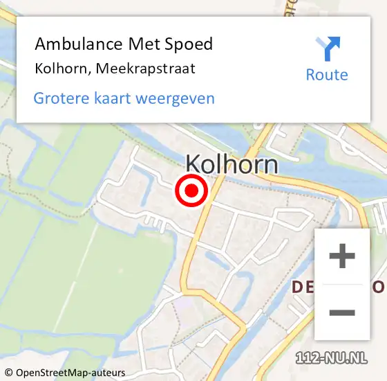 Locatie op kaart van de 112 melding: Ambulance Met Spoed Naar Kolhorn, Meekrapstraat op 13 december 2017 21:17