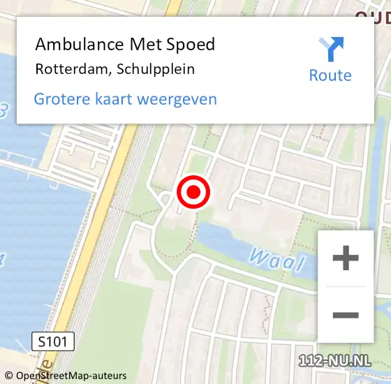 Locatie op kaart van de 112 melding: Ambulance Met Spoed Naar Rotterdam, Schulpplein op 13 december 2017 21:18