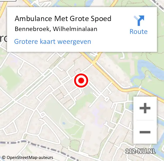 Locatie op kaart van de 112 melding: Ambulance Met Grote Spoed Naar Bennebroek, Wilhelminalaan op 13 december 2017 21:38