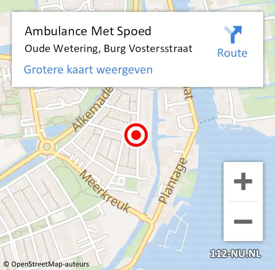 Locatie op kaart van de 112 melding: Ambulance Met Spoed Naar Oude Wetering, Burg Vostersstraat op 13 december 2017 21:58
