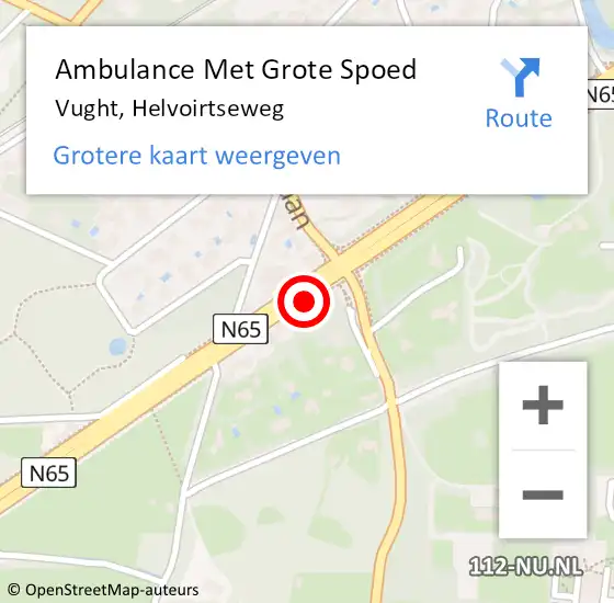 Locatie op kaart van de 112 melding: Ambulance Met Grote Spoed Naar Vught, Helvoirtseweg op 13 december 2017 22:42