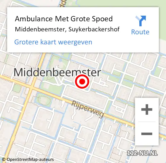 Locatie op kaart van de 112 melding: Ambulance Met Grote Spoed Naar Middenbeemster, Suykerbackershof op 13 december 2017 23:56