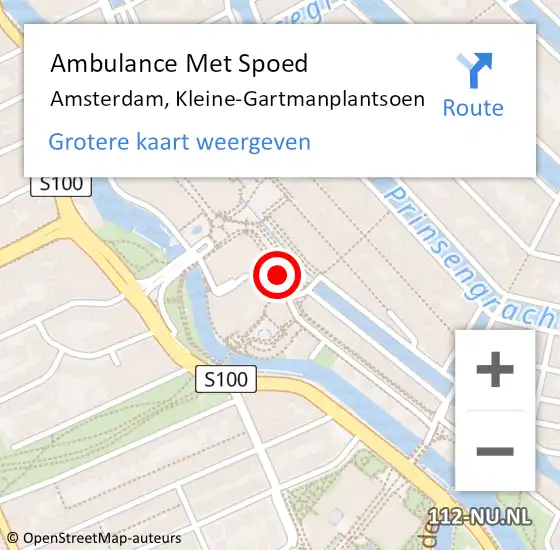 Locatie op kaart van de 112 melding: Ambulance Met Spoed Naar Amsterdam, Kleine-Gartmanplantsoen op 14 december 2017 01:54
