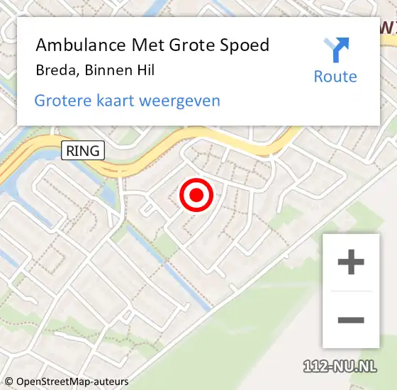 Locatie op kaart van de 112 melding: Ambulance Met Grote Spoed Naar Breda, Binnen Hil op 14 december 2017 05:17