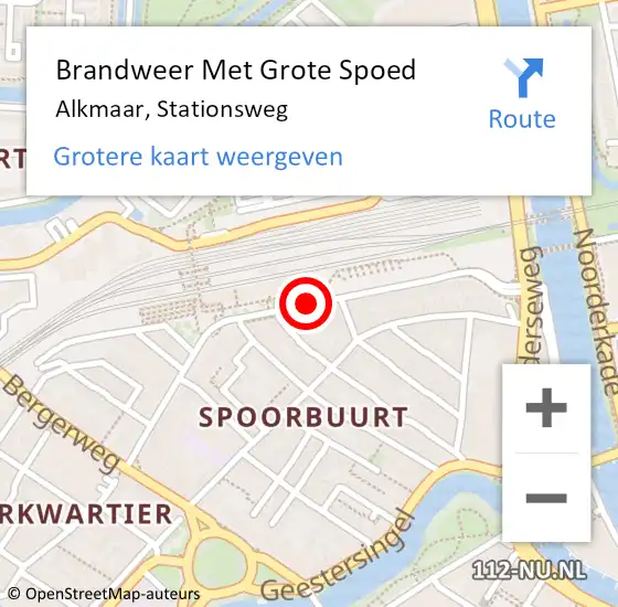 Locatie op kaart van de 112 melding: Brandweer Met Grote Spoed Naar Alkmaar, Stationsweg op 14 december 2017 05:41