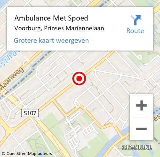 Locatie op kaart van de 112 melding: Ambulance Met Spoed Naar Voorburg, Prinses Mariannelaan op 14 december 2017 07:47