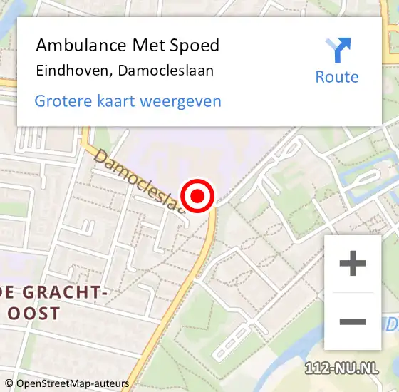 Locatie op kaart van de 112 melding: Ambulance Met Spoed Naar Eindhoven, Damocleslaan op 14 december 2017 10:08