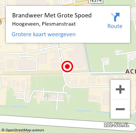 Locatie op kaart van de 112 melding: Brandweer Met Grote Spoed Naar Hoogeveen, Plesmanstraat op 14 december 2017 13:12