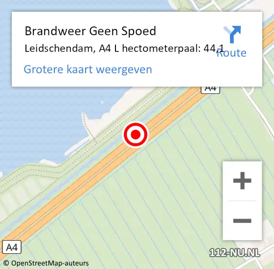 Locatie op kaart van de 112 melding: Brandweer Geen Spoed Naar Leidschendam, A4 R hectometerpaal: 44,4 op 14 december 2017 14:26