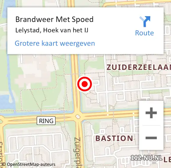 Locatie op kaart van de 112 melding: Brandweer Met Spoed Naar Lelystad, Hoek Van Het IJ op 14 december 2017 17:35