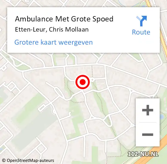 Locatie op kaart van de 112 melding: Ambulance Met Grote Spoed Naar Etten-Leur, Chris Mollaan op 14 december 2017 23:56