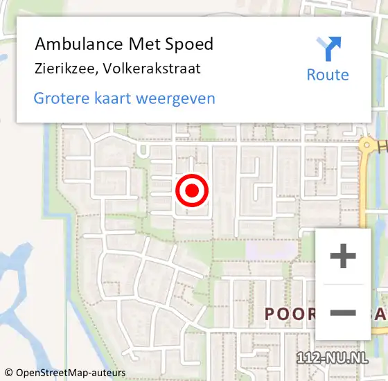 Locatie op kaart van de 112 melding: Ambulance Met Spoed Naar Zierikzee, Volkerakstraat op 15 december 2017 03:34
