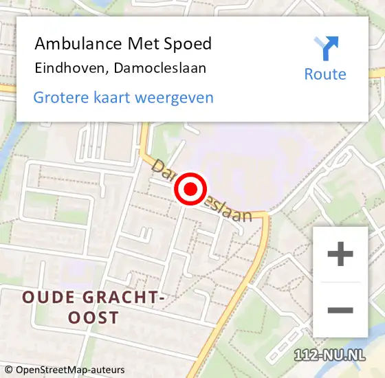 Locatie op kaart van de 112 melding: Ambulance Met Spoed Naar Eindhoven, Damocleslaan op 15 december 2017 09:10