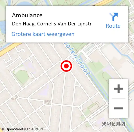 Locatie op kaart van de 112 melding: Ambulance Den Haag, Cornelis Van Der Lijnstr op 15 december 2017 09:50