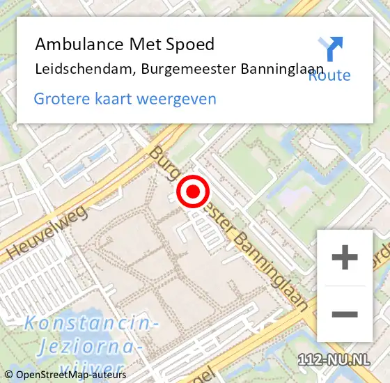 Locatie op kaart van de 112 melding: Ambulance Met Spoed Naar Leidschendam, Burgemeester Banninglaan op 15 december 2017 10:38