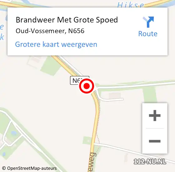 Locatie op kaart van de 112 melding: Brandweer Met Grote Spoed Naar Oud-Vossemeer, N656 op 15 december 2017 16:14