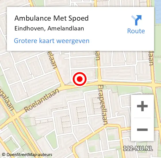 Locatie op kaart van de 112 melding: Ambulance Met Spoed Naar Eindhoven, Amelandlaan op 15 december 2017 16:18